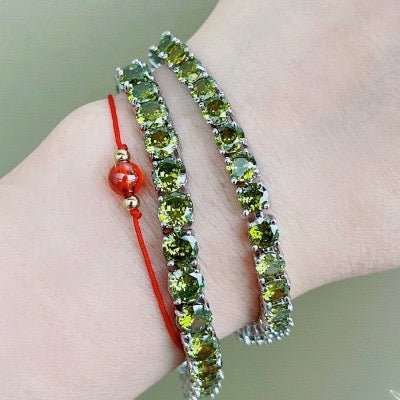 Fancy Sparkling Olive Stone Beads armband