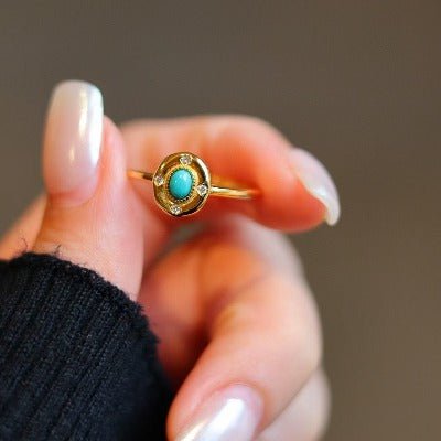 Vintage design turquoise gouden ring