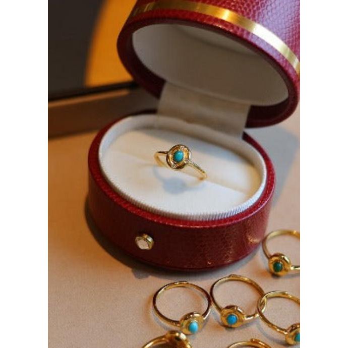 Vintage design turquoise gouden ring