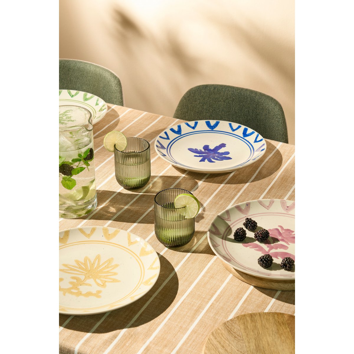 Clayton Dinerborden Set - Groen, Blauw, Geel, Lila