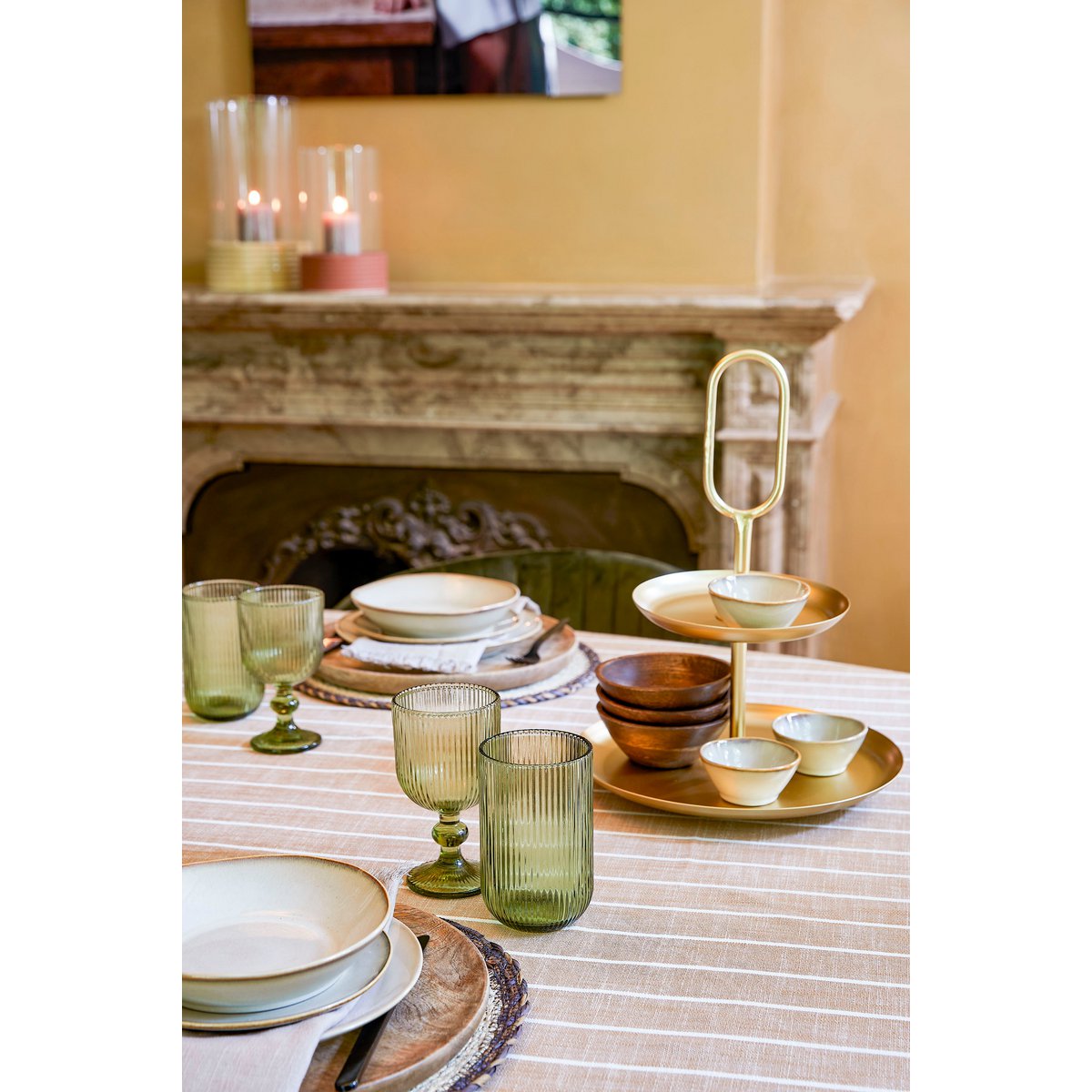 Alivo Tafelkleed - Beige, Wit