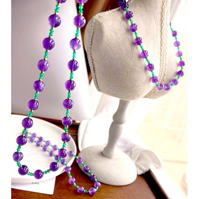 Amethyst en Onyx ketting + armband
