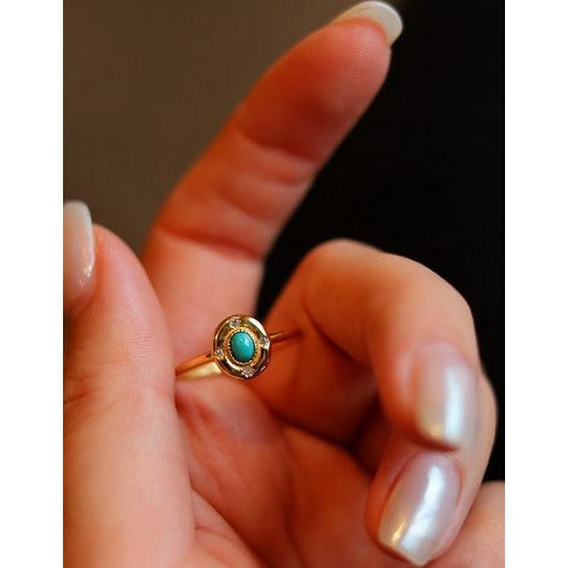 Vintage design turquoise gouden ring