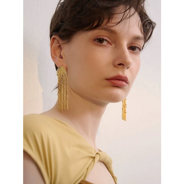 Longline design oorbellen met kwastjes