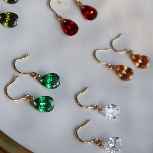 Sprankelende waterdruppeloorbellen - 18K Goud