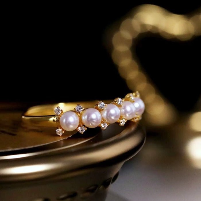 Elegante parelring - in goud of zilver