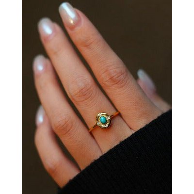 Vintage design turquoise gouden ring