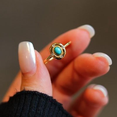 Vintage design turquoise gouden ring
