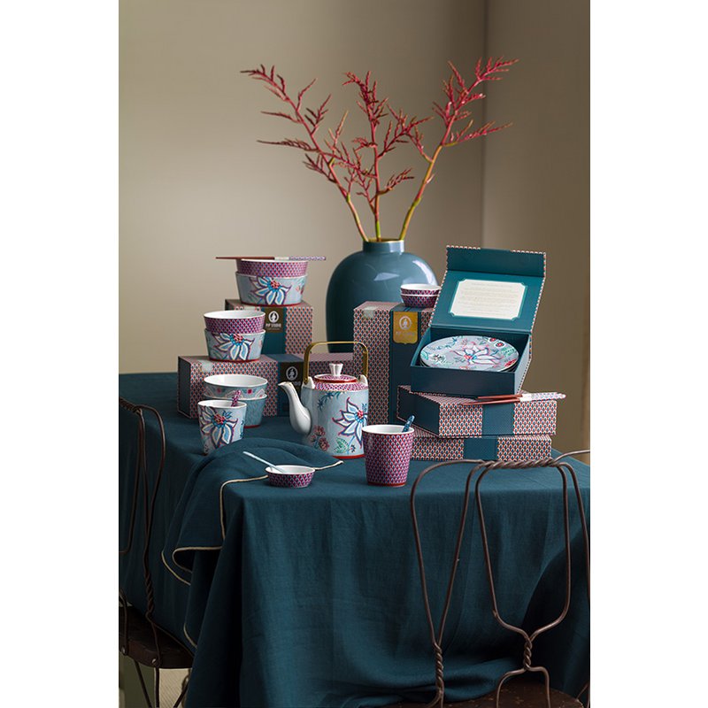 Kadoset theemokken Oriental Flower Festival - Blauw