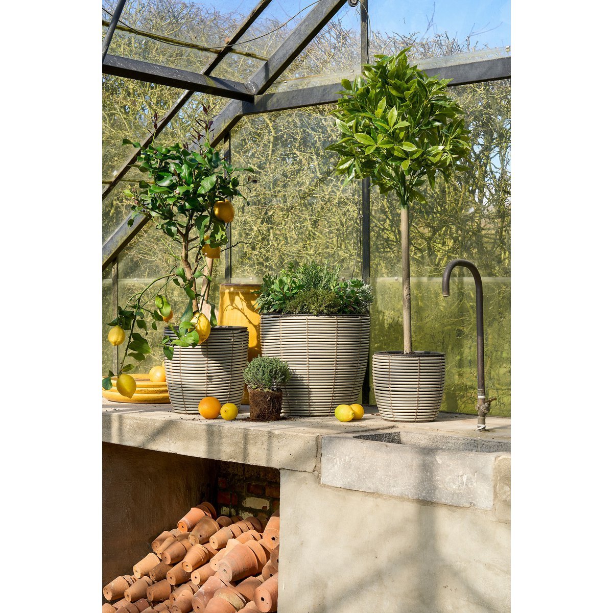 Durban Bloempot Buiten - Set van 3 - Grijs