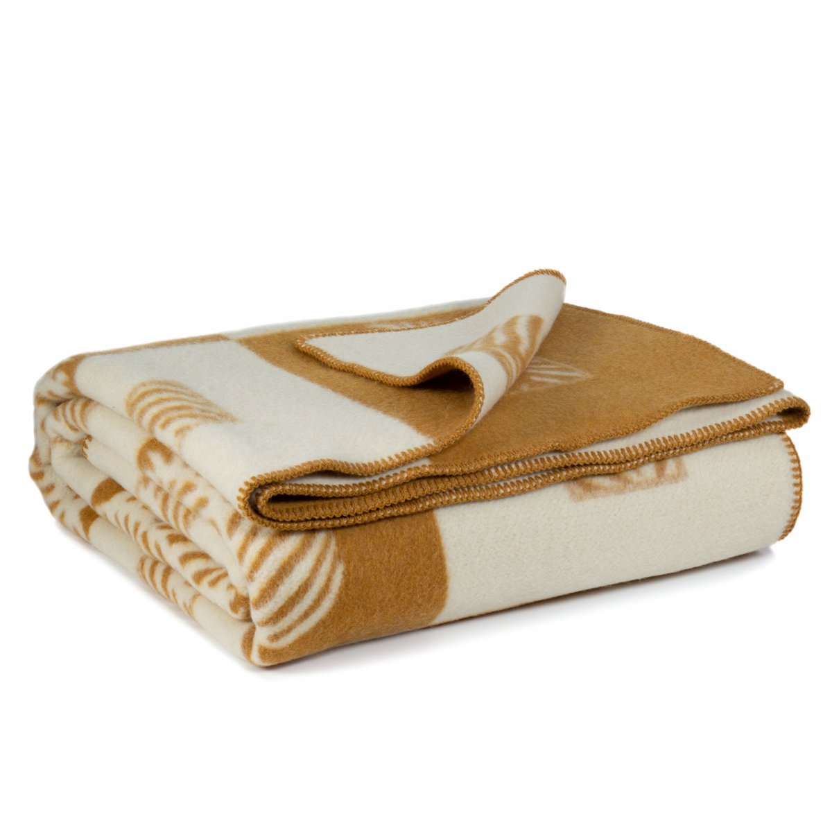 Merinowollen beddeken - LEAF oker