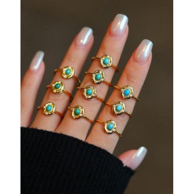 Vintage design turquoise gouden ring