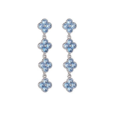 Longline Drop Oorbellen met Blauwe geluksklaver