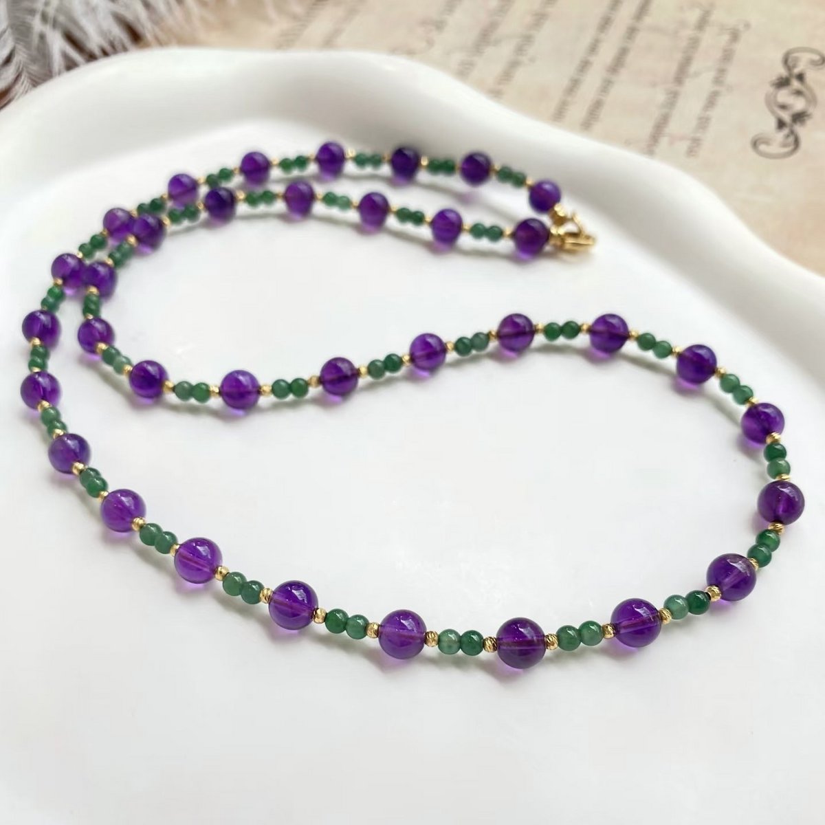Amethyst en Onyx ketting + armband
