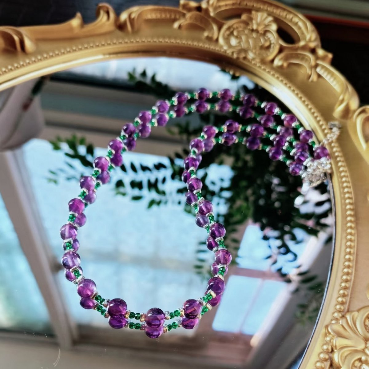 Amethyst en Onyx ketting + armband