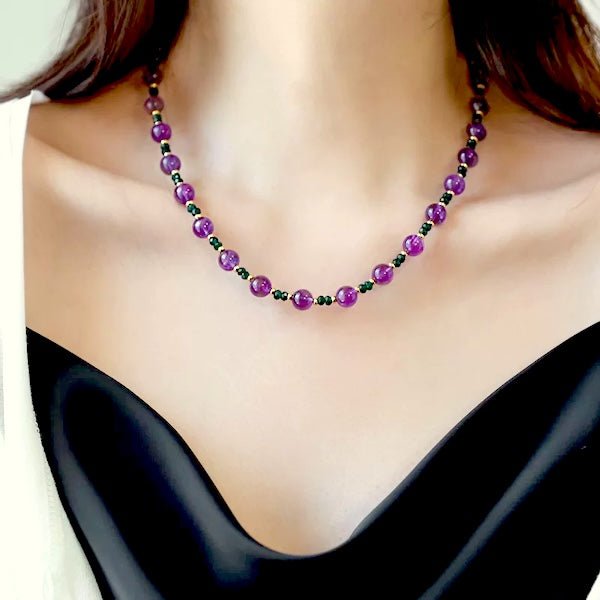 Amethyst en Onyx ketting + armband