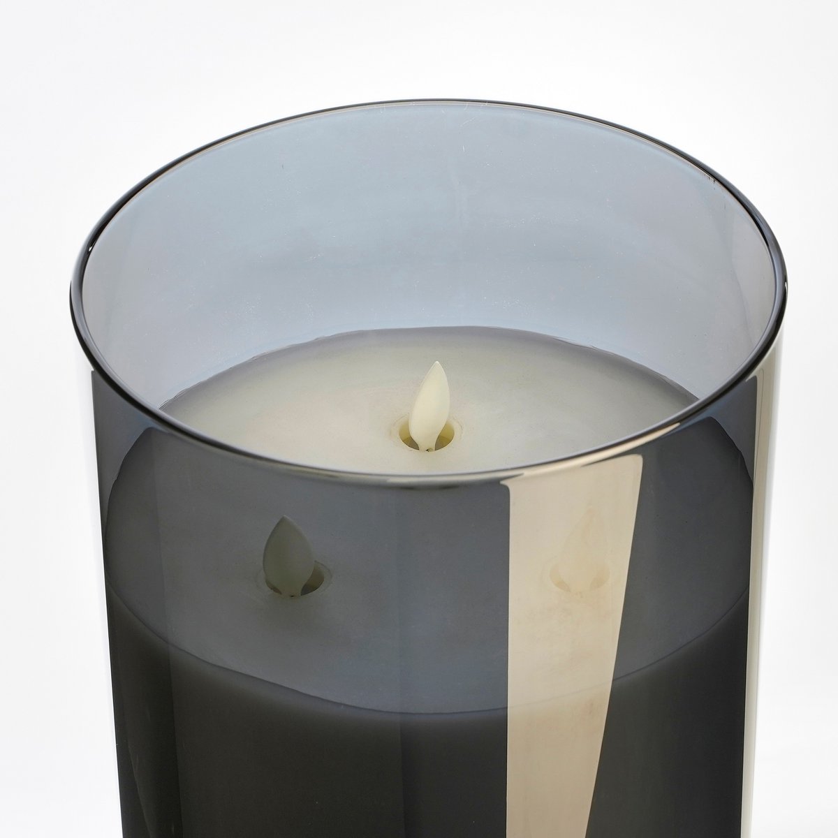 LED Kaars in Glas & Wax - Zilvergrijs