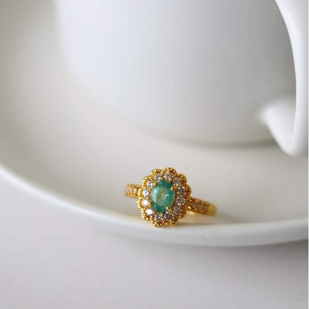Gemstone Flower Ring - Echte Smaragd