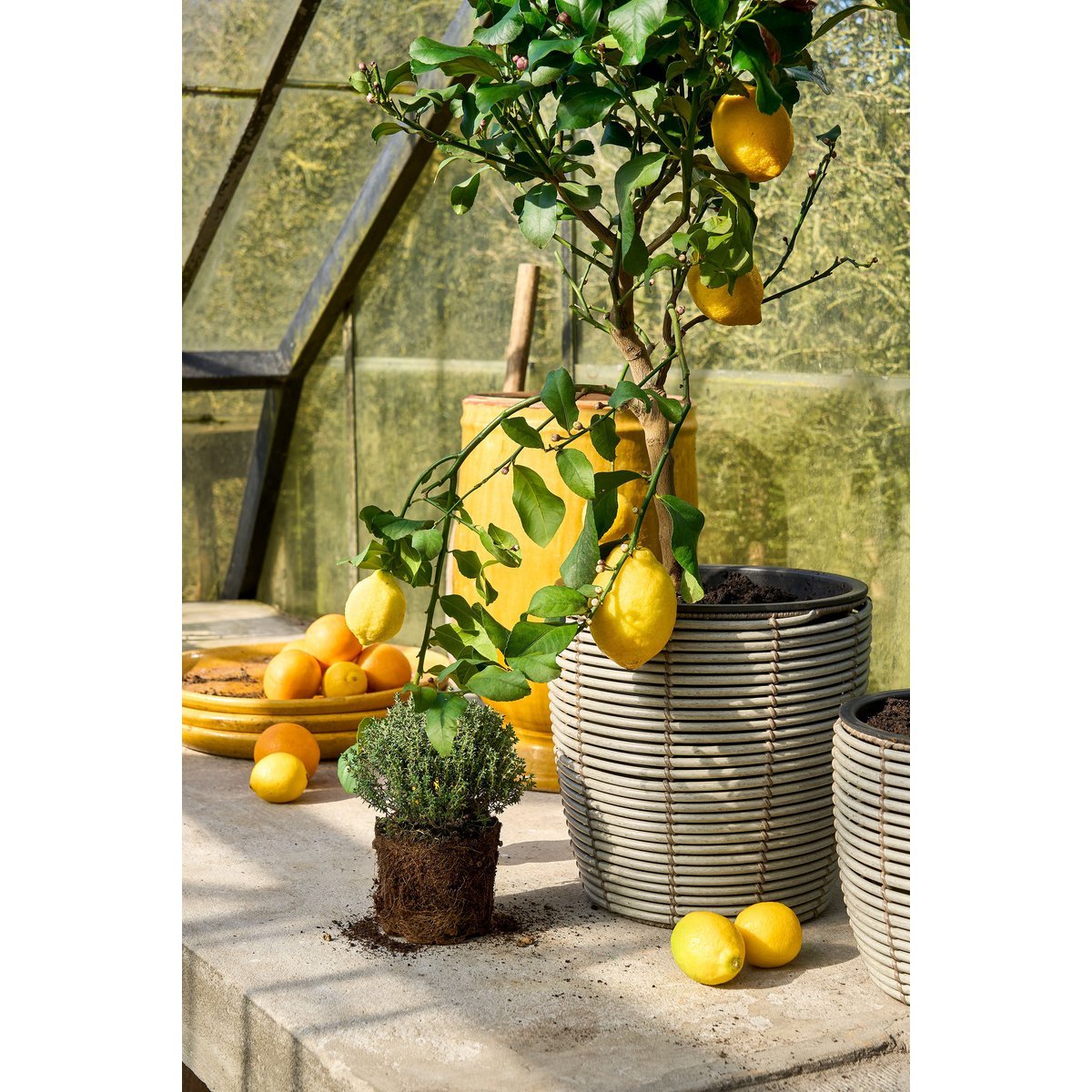 Durban Bloempot Buiten - Set van 3 - Grijs