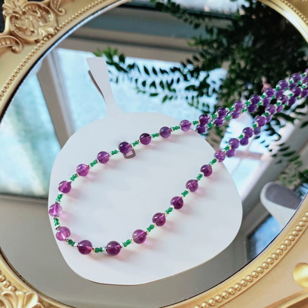 Amethyst en Onyx ketting + armband