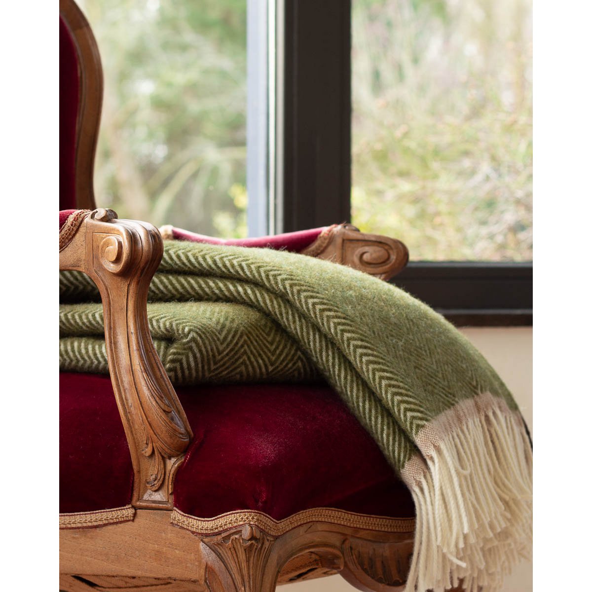 Luxe wollen plaid - Denver Olijfgroen