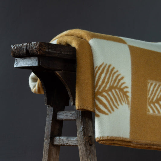 Merinowollen beddeken - LEAF oker