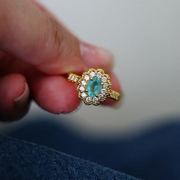 Gemstone Flower Ring - Echte Smaragd