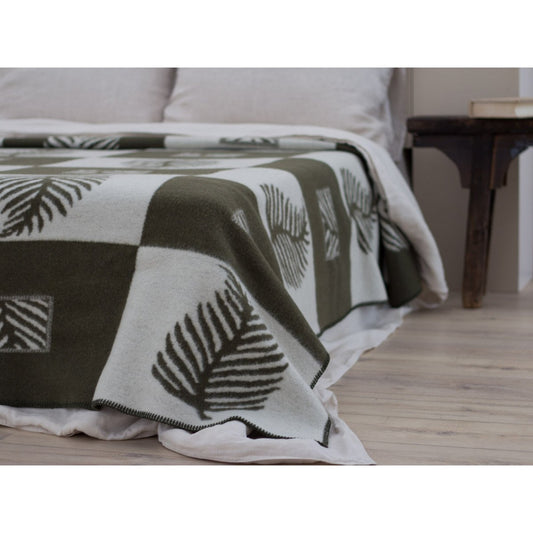 Merinowollen beddeken - LEAF groen