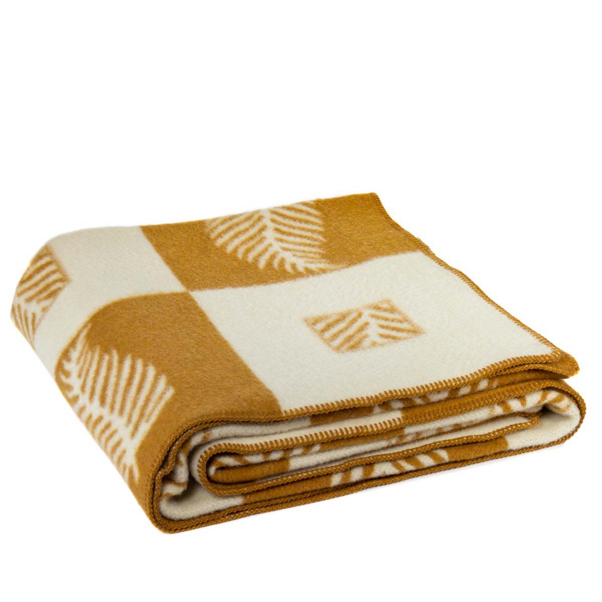 Merinowollen beddeken - LEAF oker