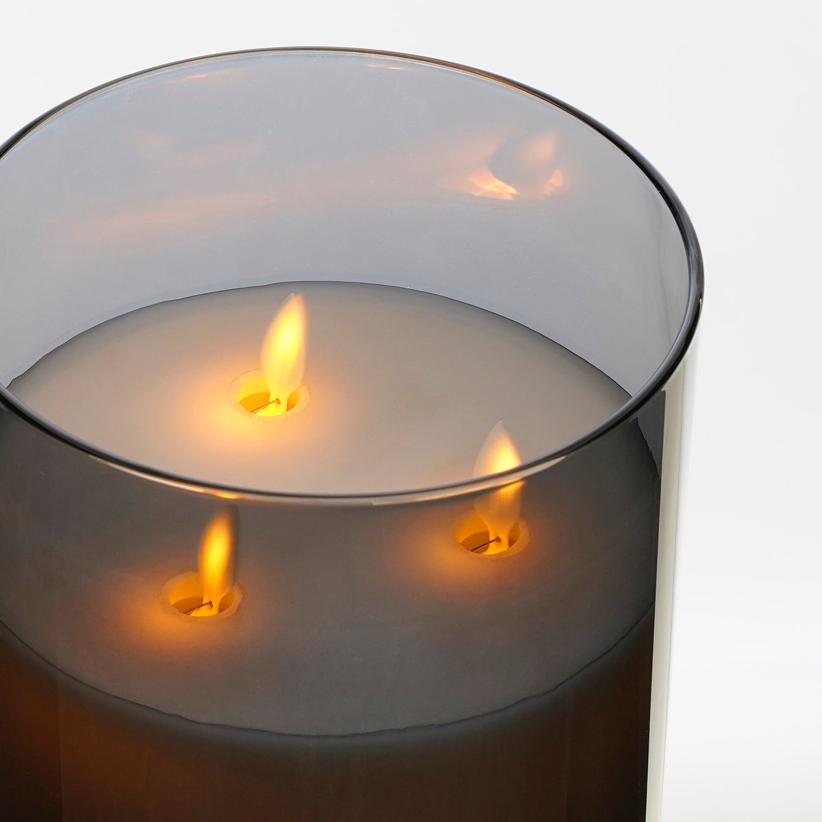 LED Kaars in Glas & Wax - Zilvergrijs