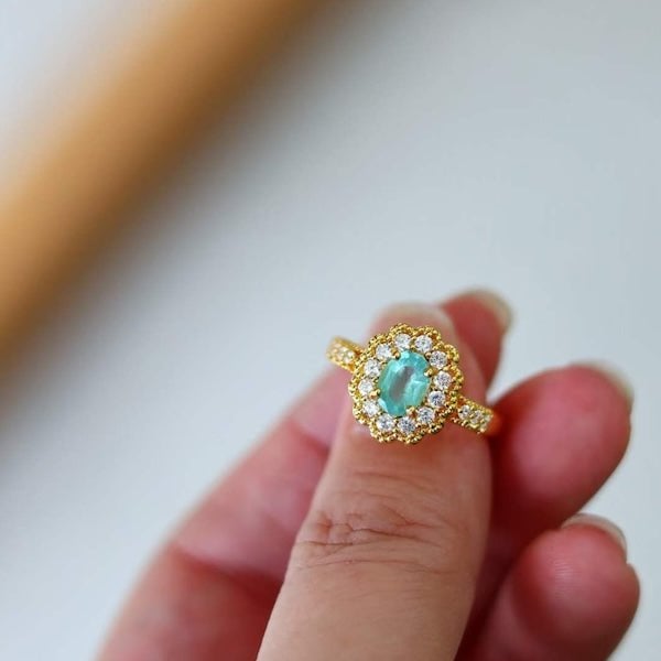 Gemstone Flower Ring - Echte Smaragd