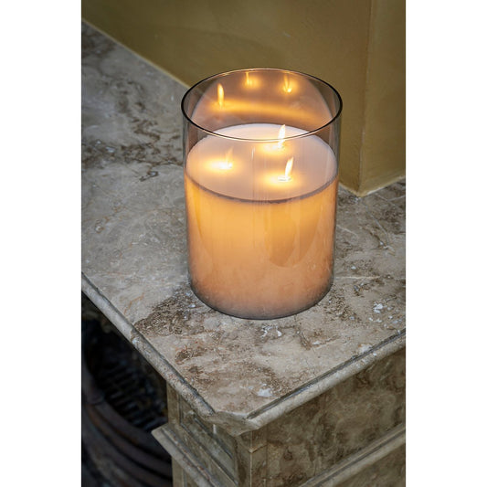 LED Kaars in Glas & Wax - Zilvergrijs