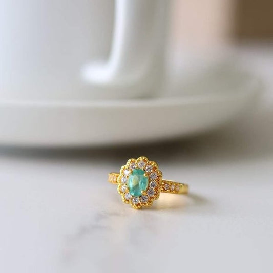 Gemstone Flower Ring - Echte Smaragd