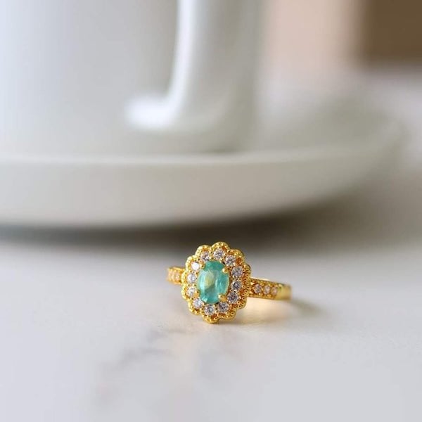 Gemstone Flower Ring - Echte Smaragd