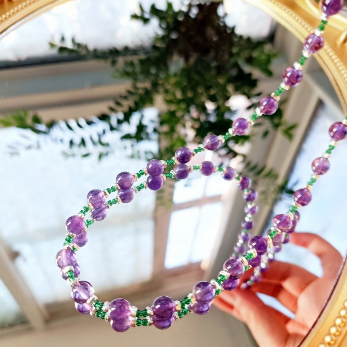 Amethyst en Onyx ketting + armband