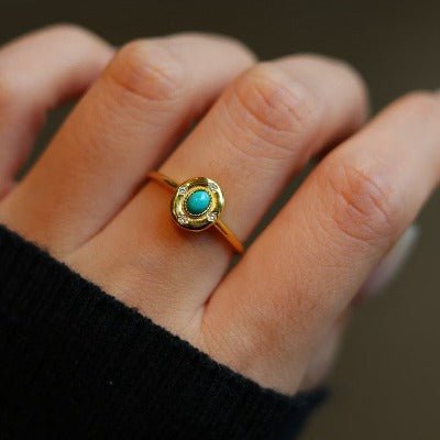 Vintage design turquoise gouden ring